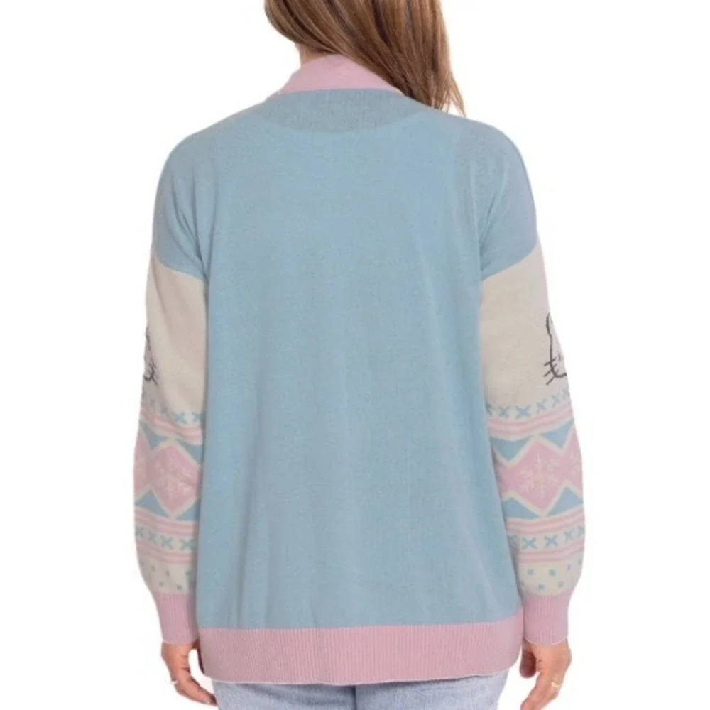 Hello‎ Kitty Ski Fair Isle Knit Cardigan Sweater Blue Pink Women XXL New - Picture 5 of 10